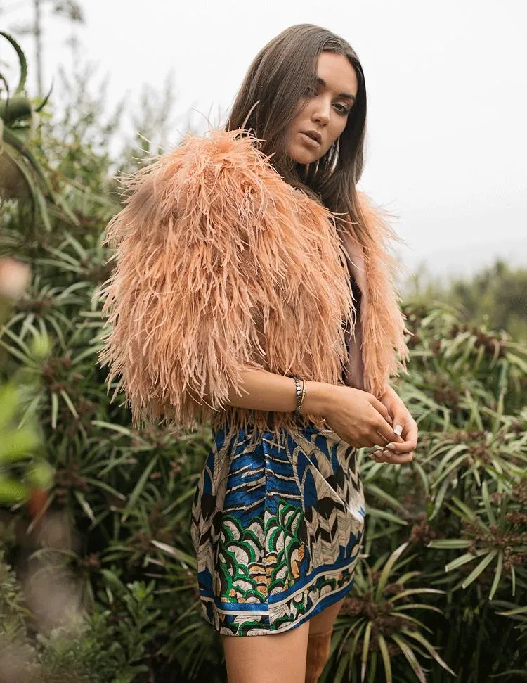 Jordan - Feather Crop Jacket in Camel