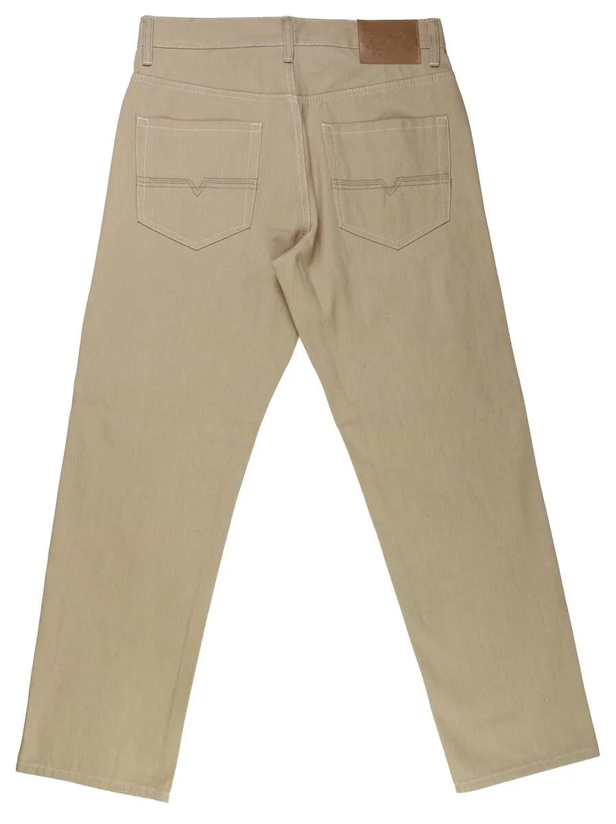 Khaki Men's Loose-Fit Raw Denim Jeans by Access Apparel Style No: AP14033