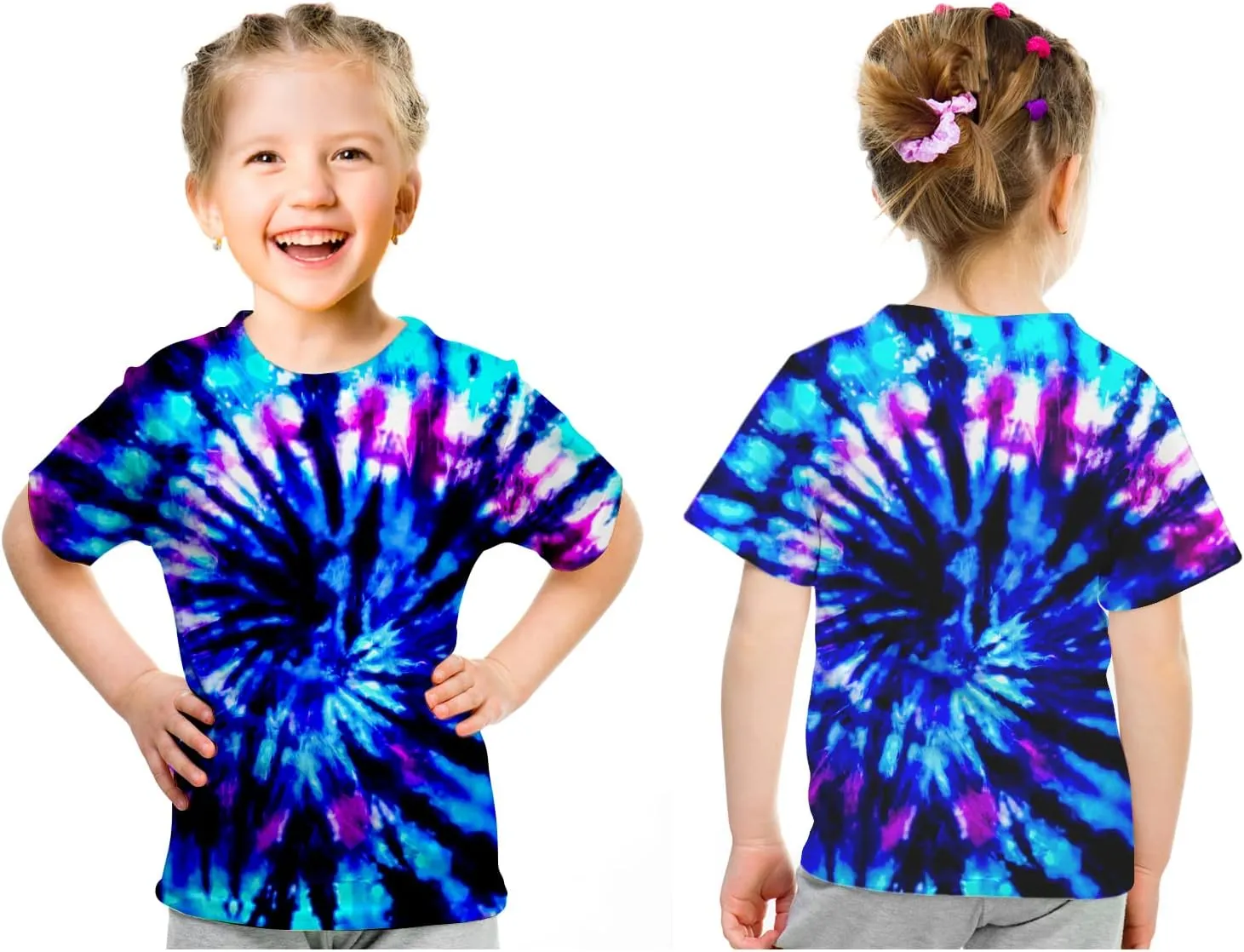 Kids Tie Dye Shirt 6-18 Years Children Hippies Senior Tie-Dye Tee Tshirt for Boys' Girls'