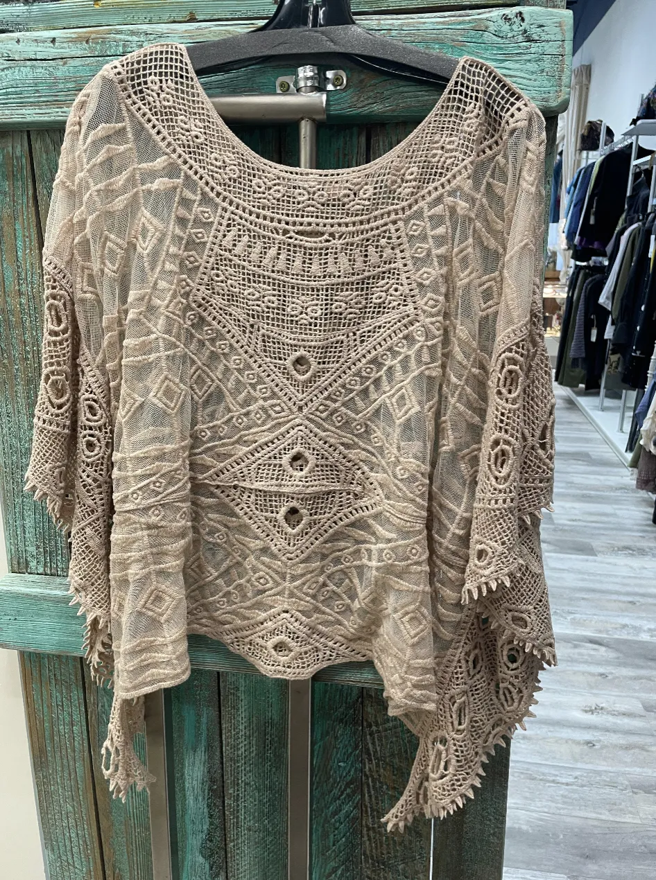 Lace and Crochet Top in Denim by Origami