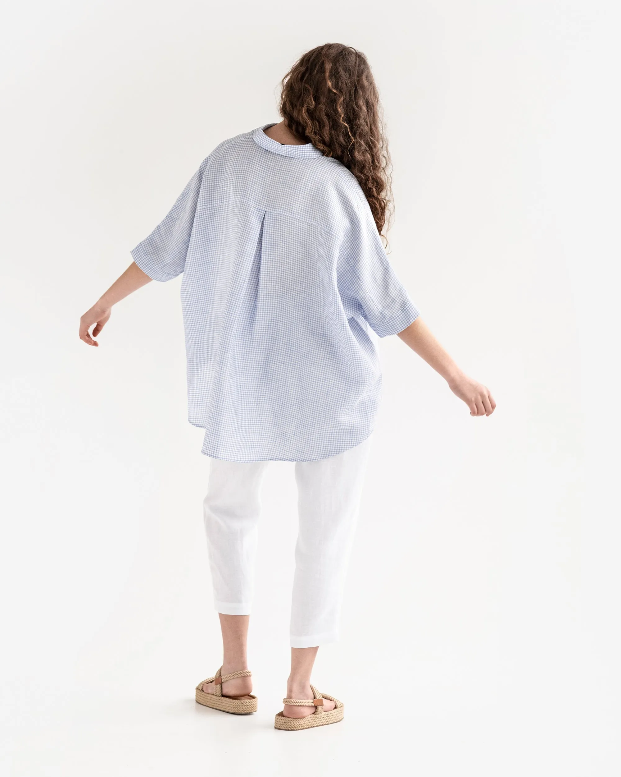 Lightweight linen shirt HANA in Blue gingham