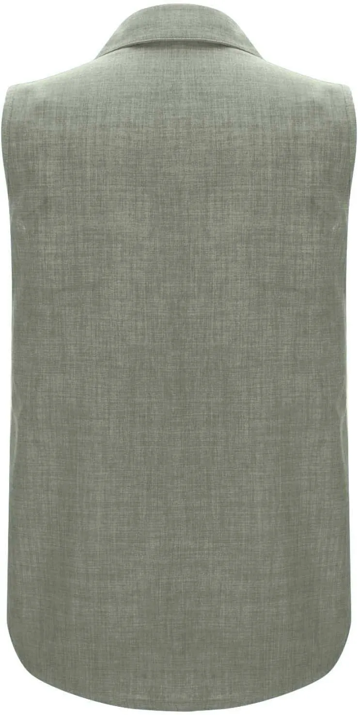 Linen Tank Tops for Women Dressy Casual Button Down Collared Shirt Loose Fit Sleeveless Tops Work Office Outfits
