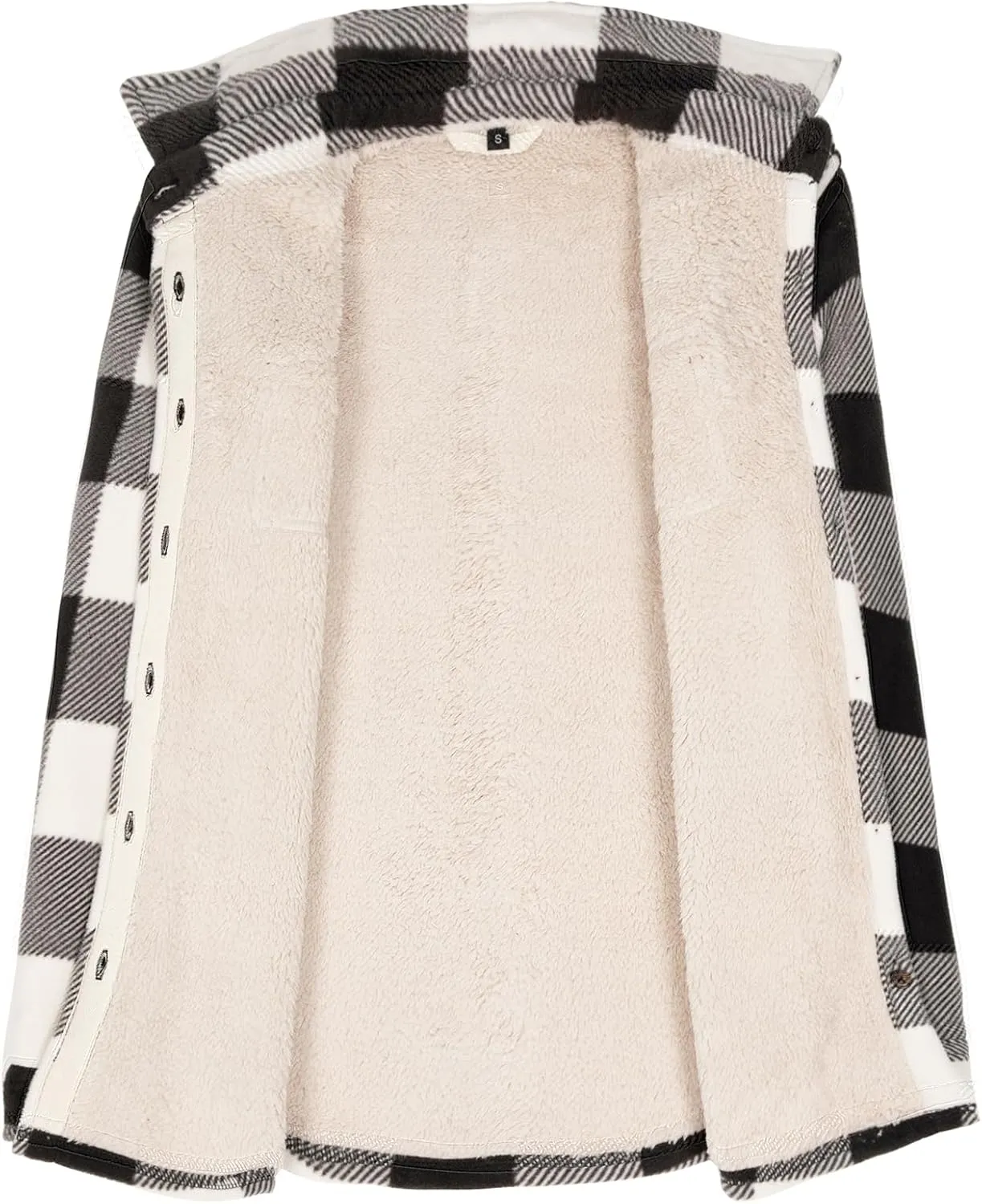 Lisskolo Women Fleece Lined Shirt Jacket with Hand Pockets, Plaid Button Down Sherpa Fleece Shacket Outerwear Flannel Jackets