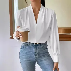 Long Sleeve Design Sense V-neck Loose Top - Effortlessly Stylish and Comfortable