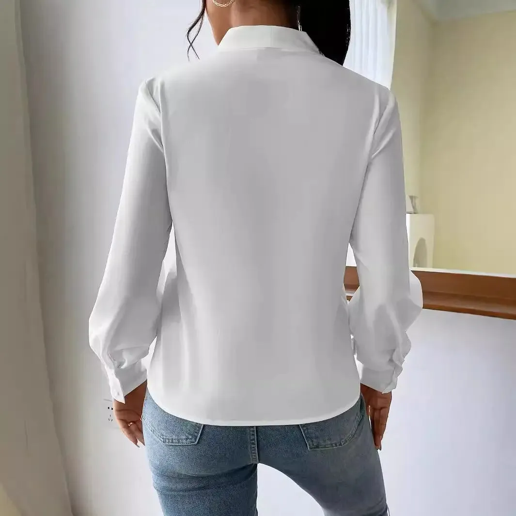 Long Sleeve Design Sense V-neck Loose Top - Effortlessly Stylish and Comfortable