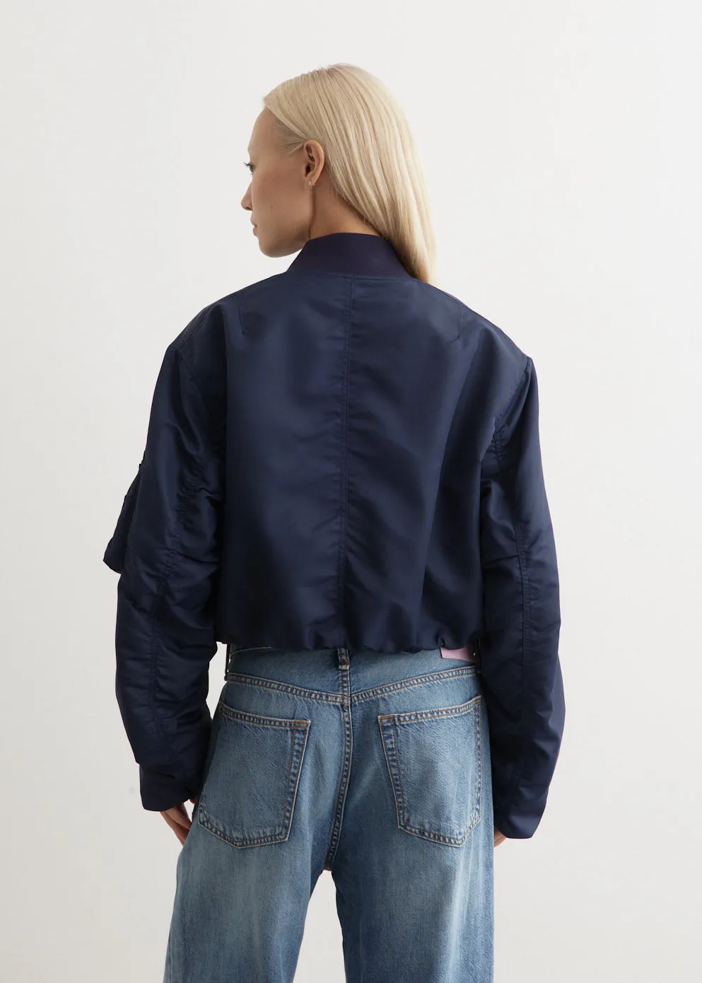 Maggie Cropped Nylon Bomber