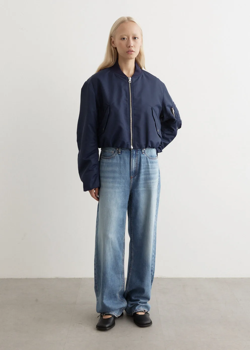 Maggie Cropped Nylon Bomber