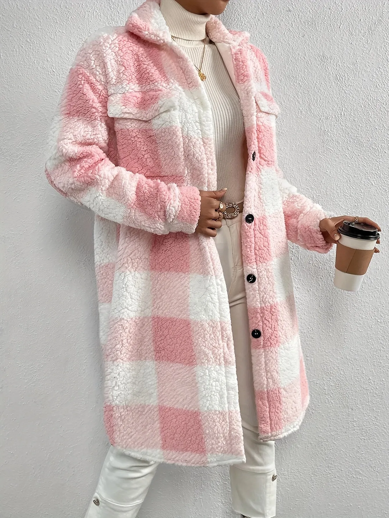 Maika | Women's Elegant Chic Checked Teddy Coat - Warm Stylish Winter Outerwear