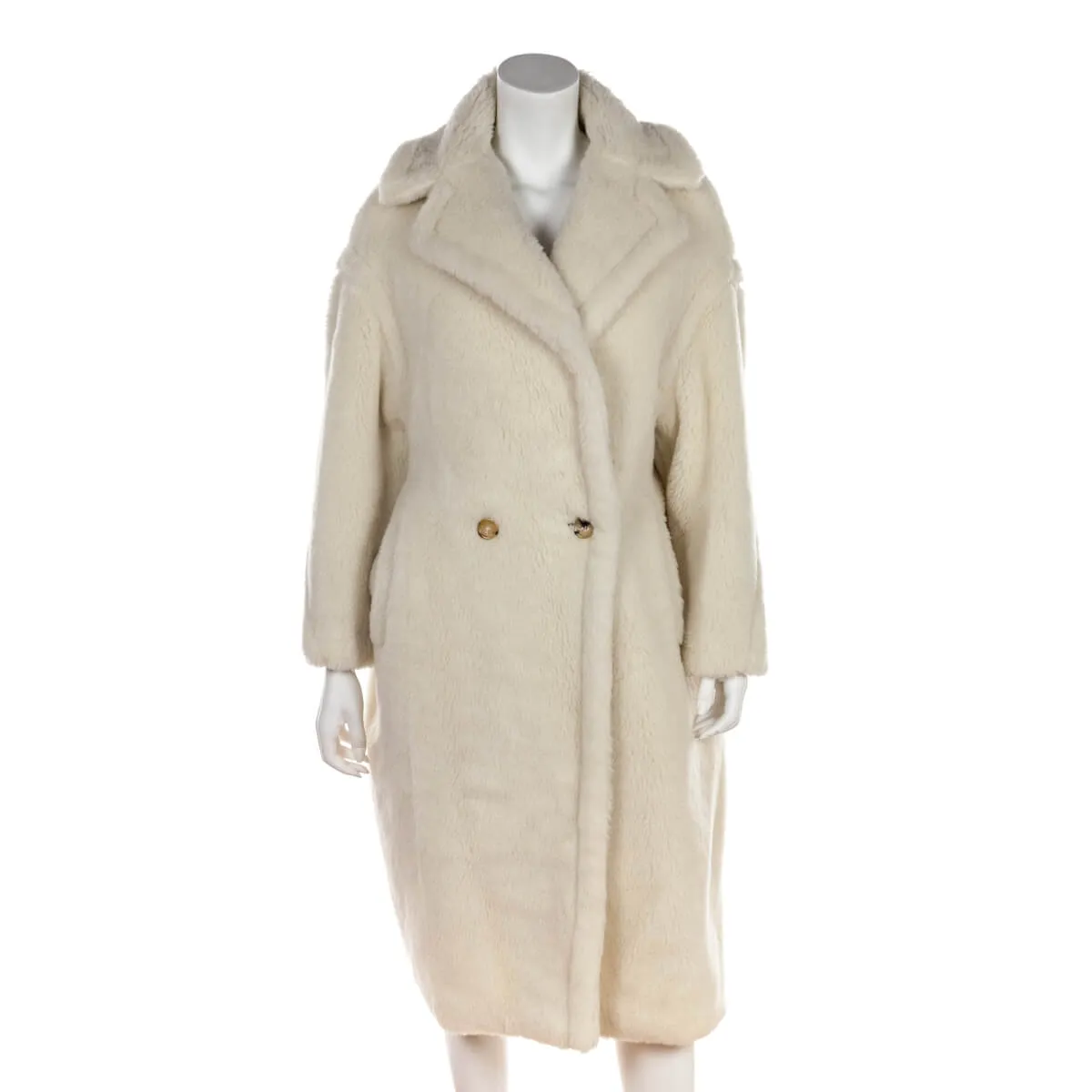 Max Mara White Alpaca Teddy Bear Icon Coat Size S | US 6