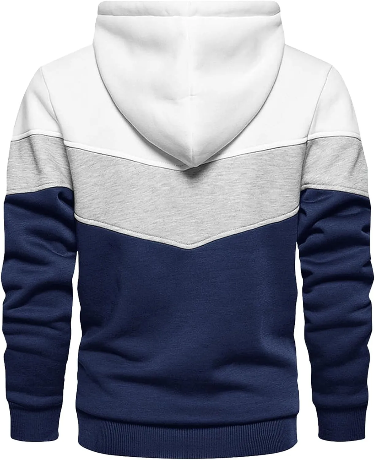 Men's Pullover Fleece Hoodie Sweatshirt Color Block Long Sleeve Novelty Casual Hoodies with Pockets