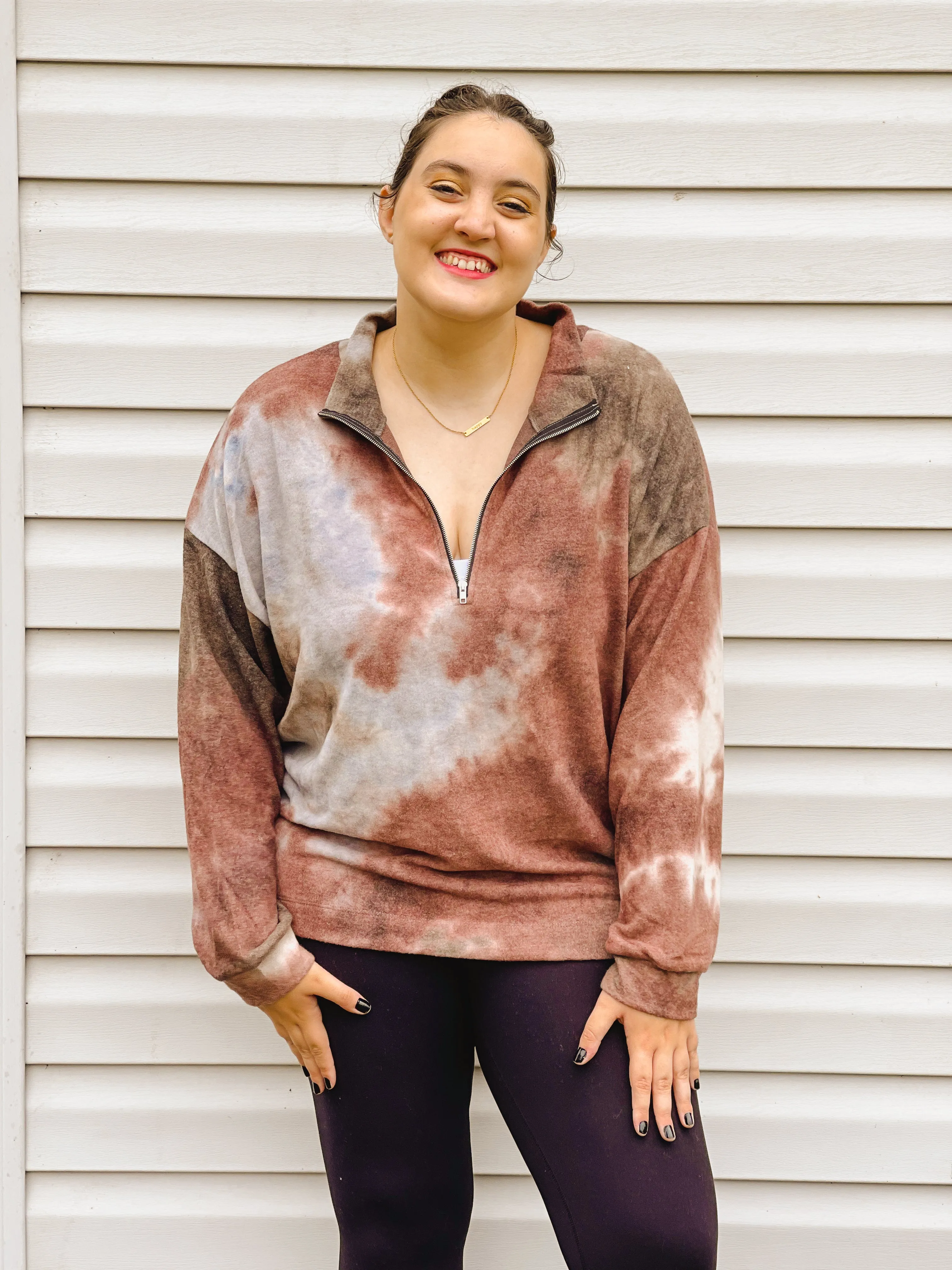 Moment in Time Tie-Dye Quarter Zip Pullover