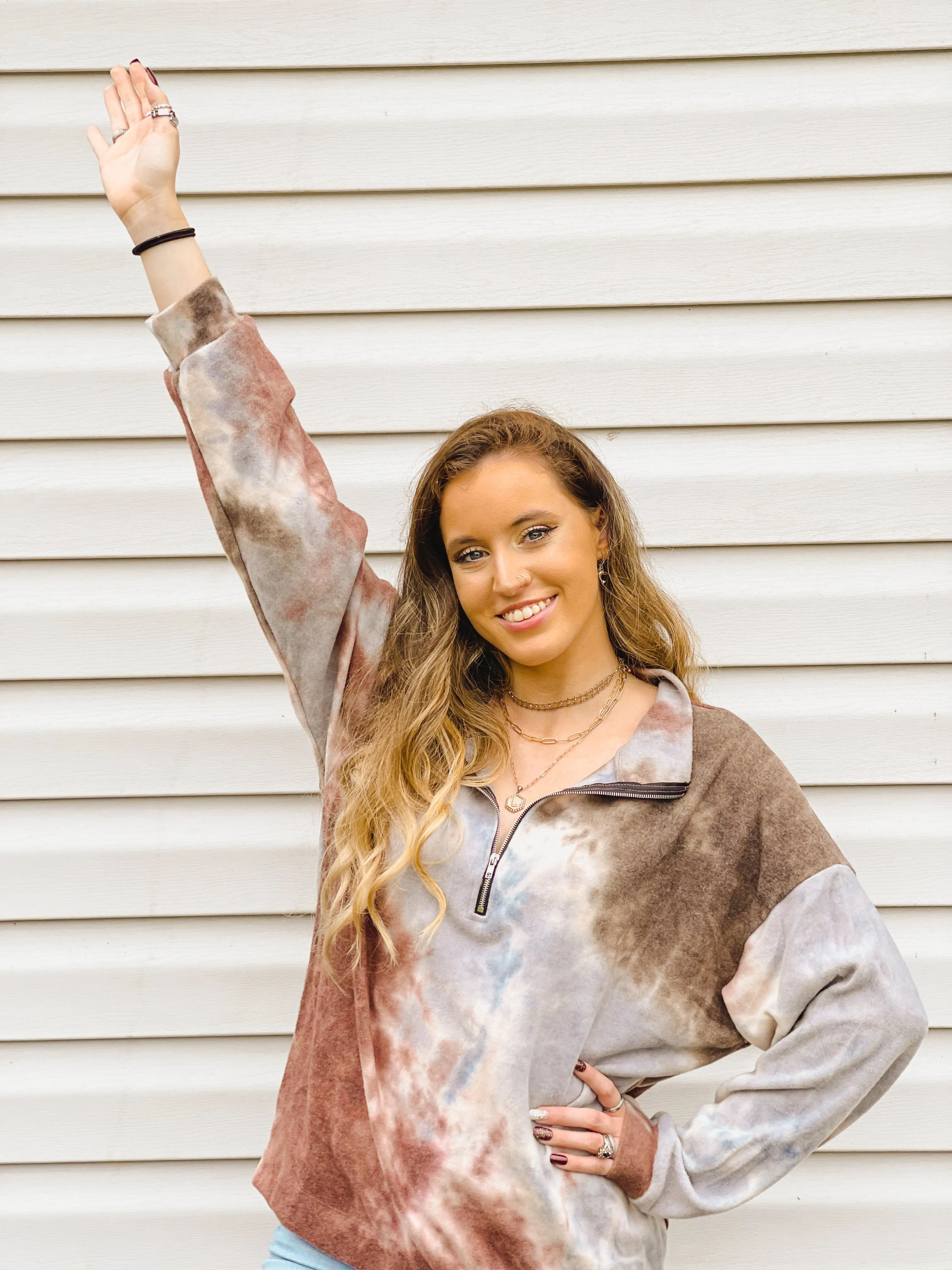 Moment in Time Tie-Dye Quarter Zip Pullover