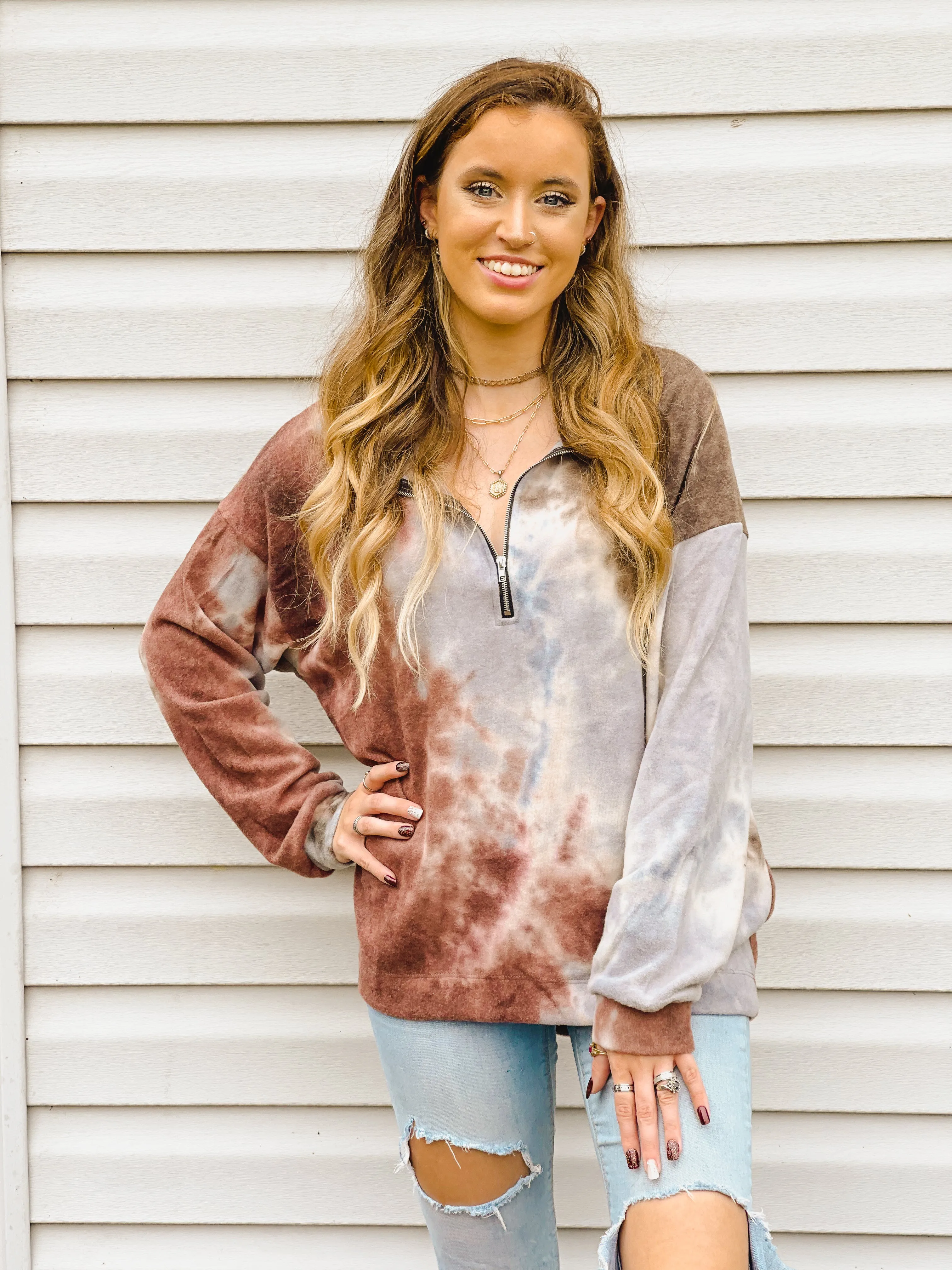Moment in Time Tie-Dye Quarter Zip Pullover