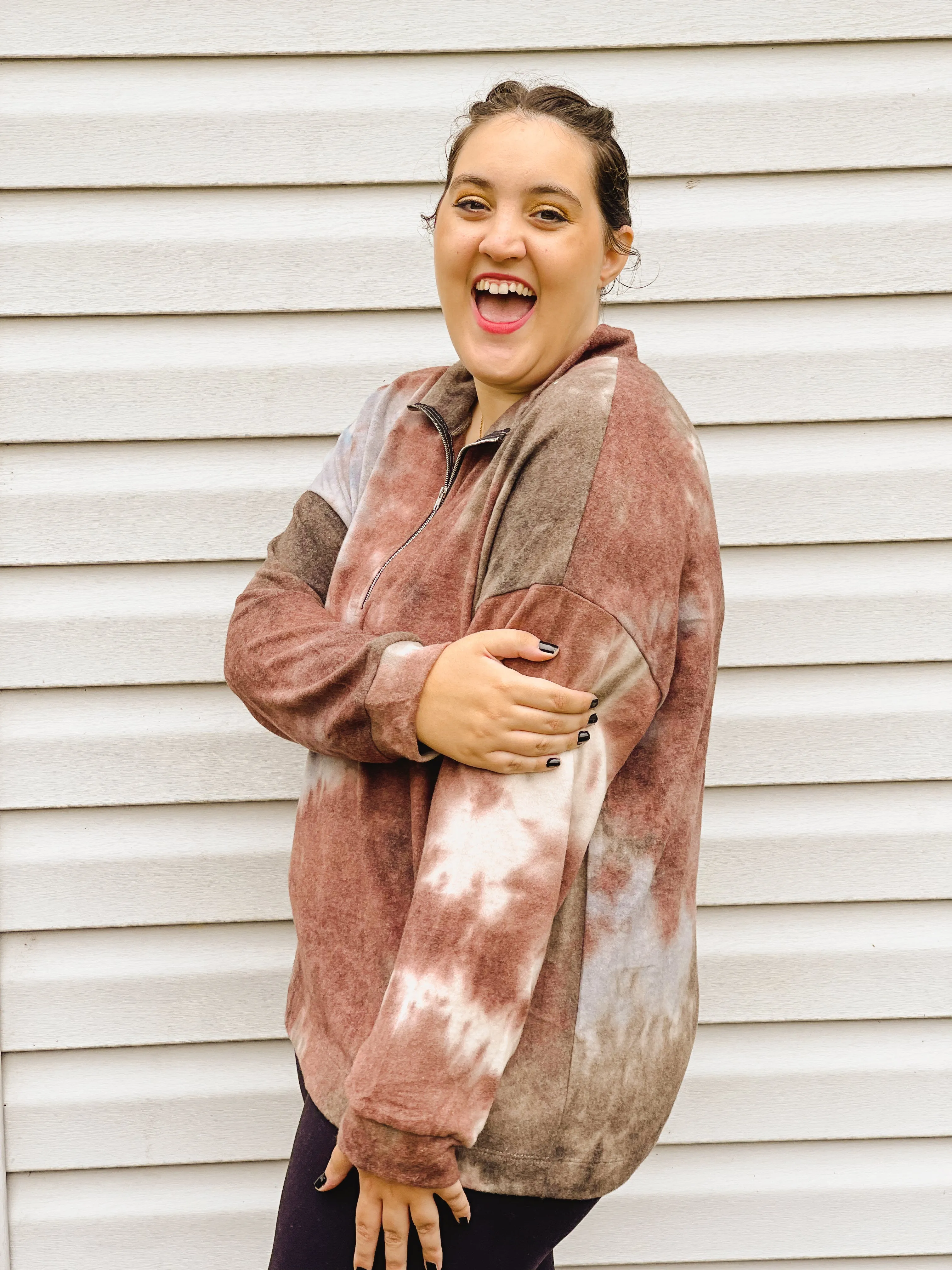 Moment in Time Tie-Dye Quarter Zip Pullover