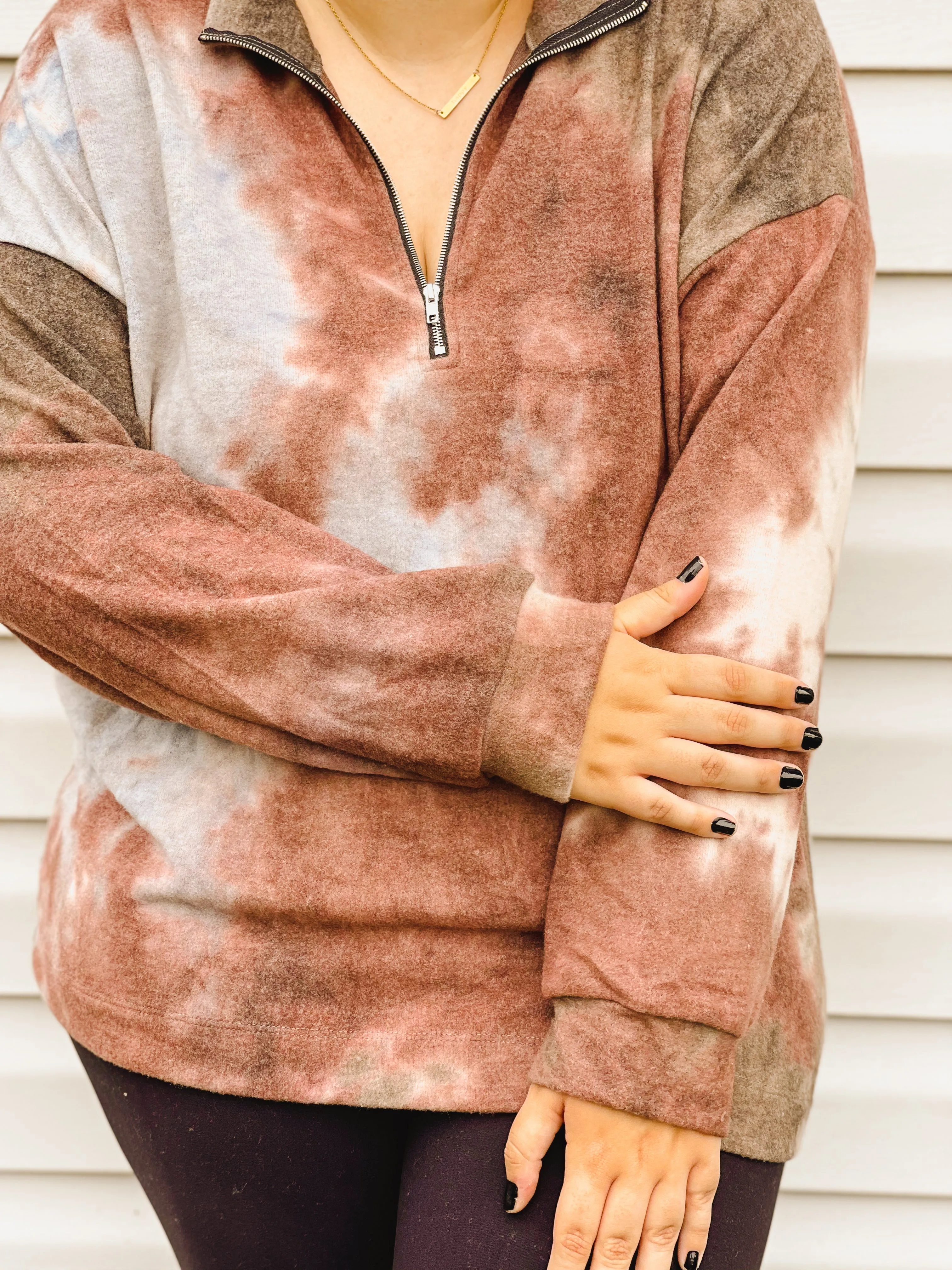 Moment in Time Tie-Dye Quarter Zip Pullover