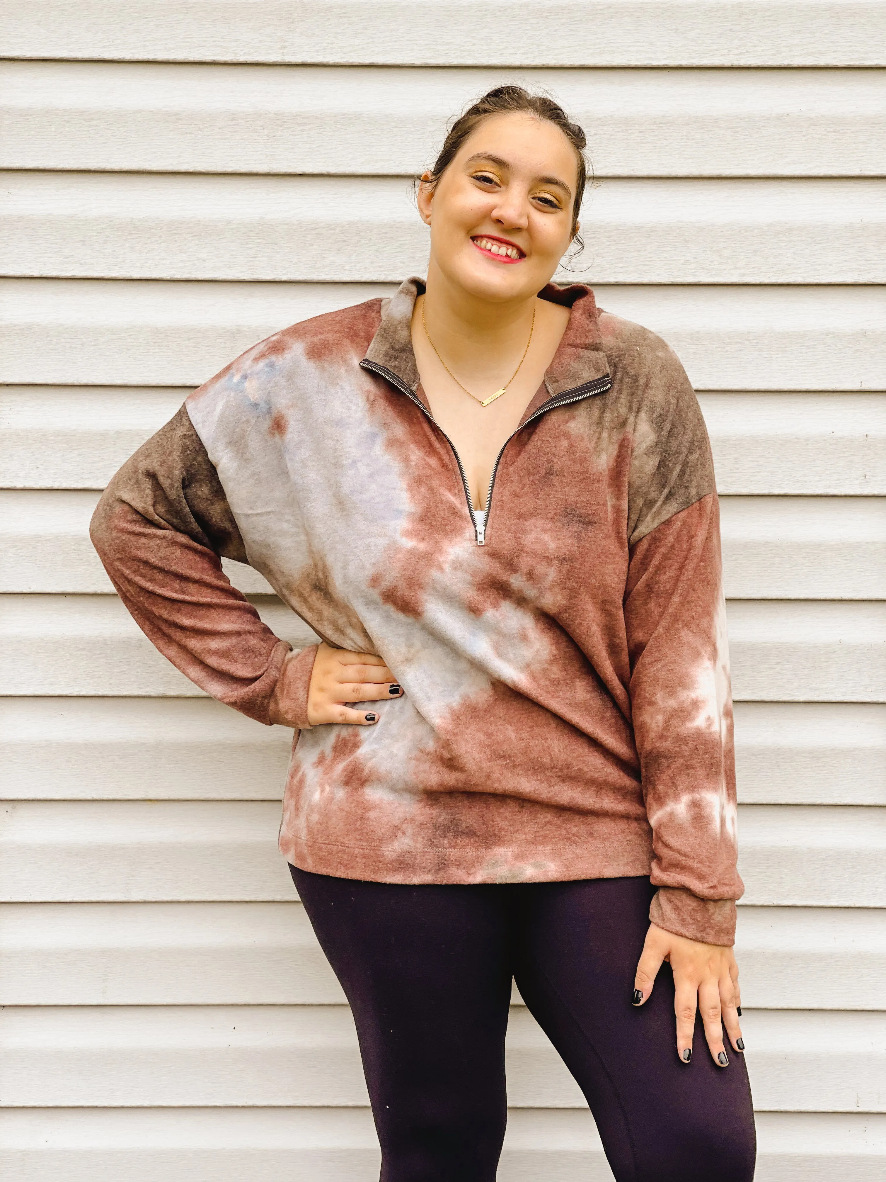 Moment in Time Tie-Dye Quarter Zip Pullover