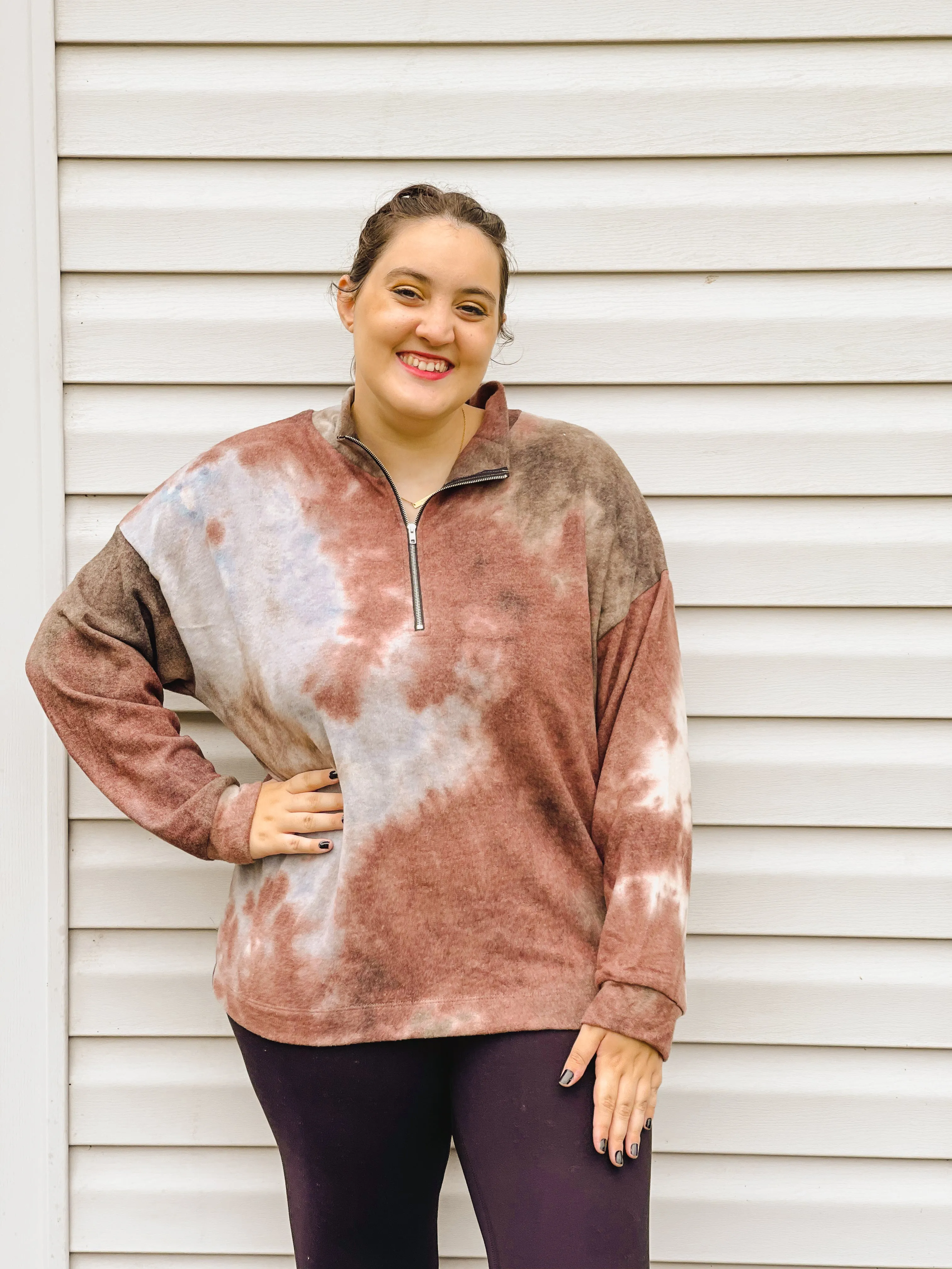 Moment in Time Tie-Dye Quarter Zip Pullover
