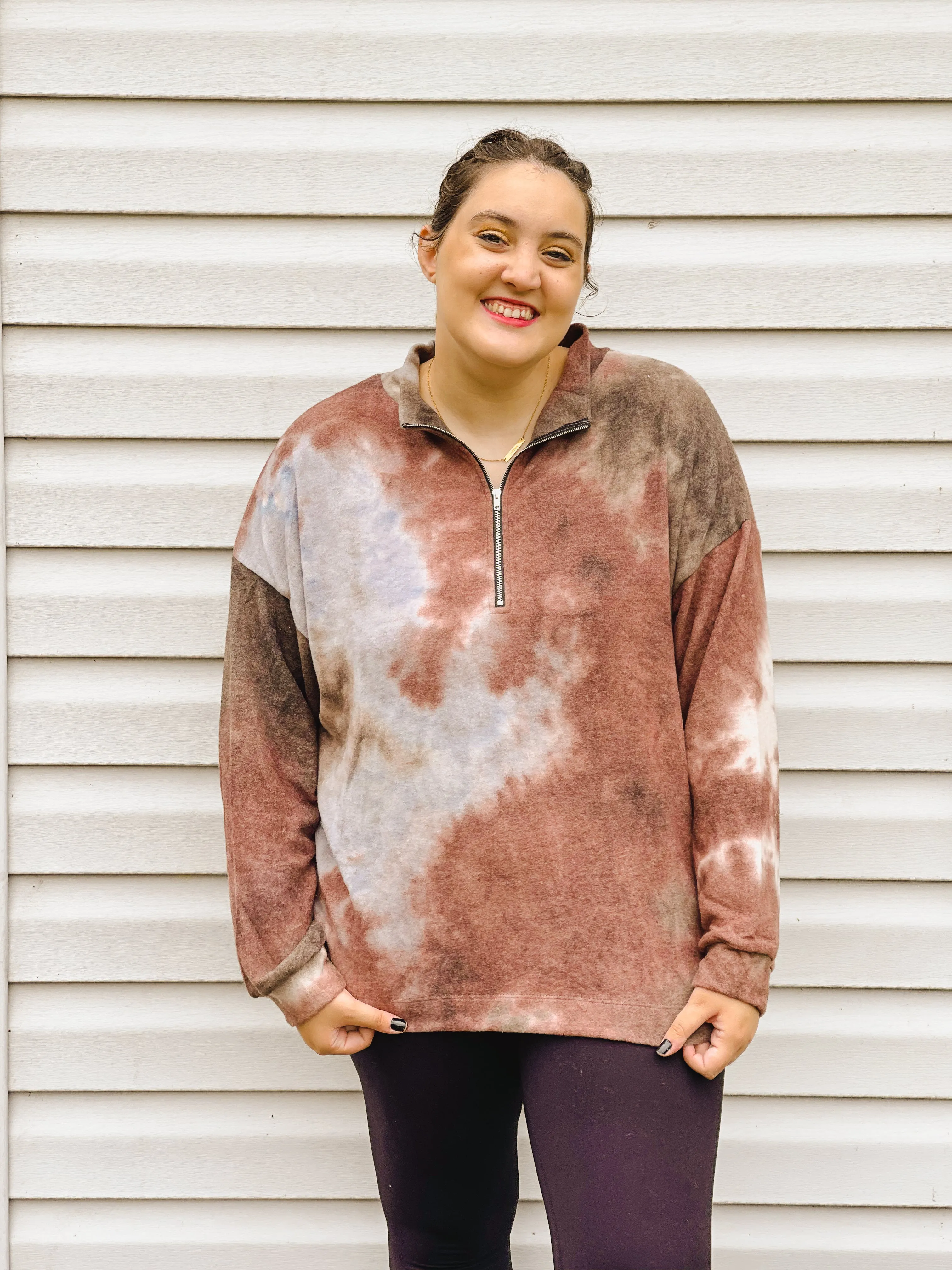 Moment in Time Tie-Dye Quarter Zip Pullover