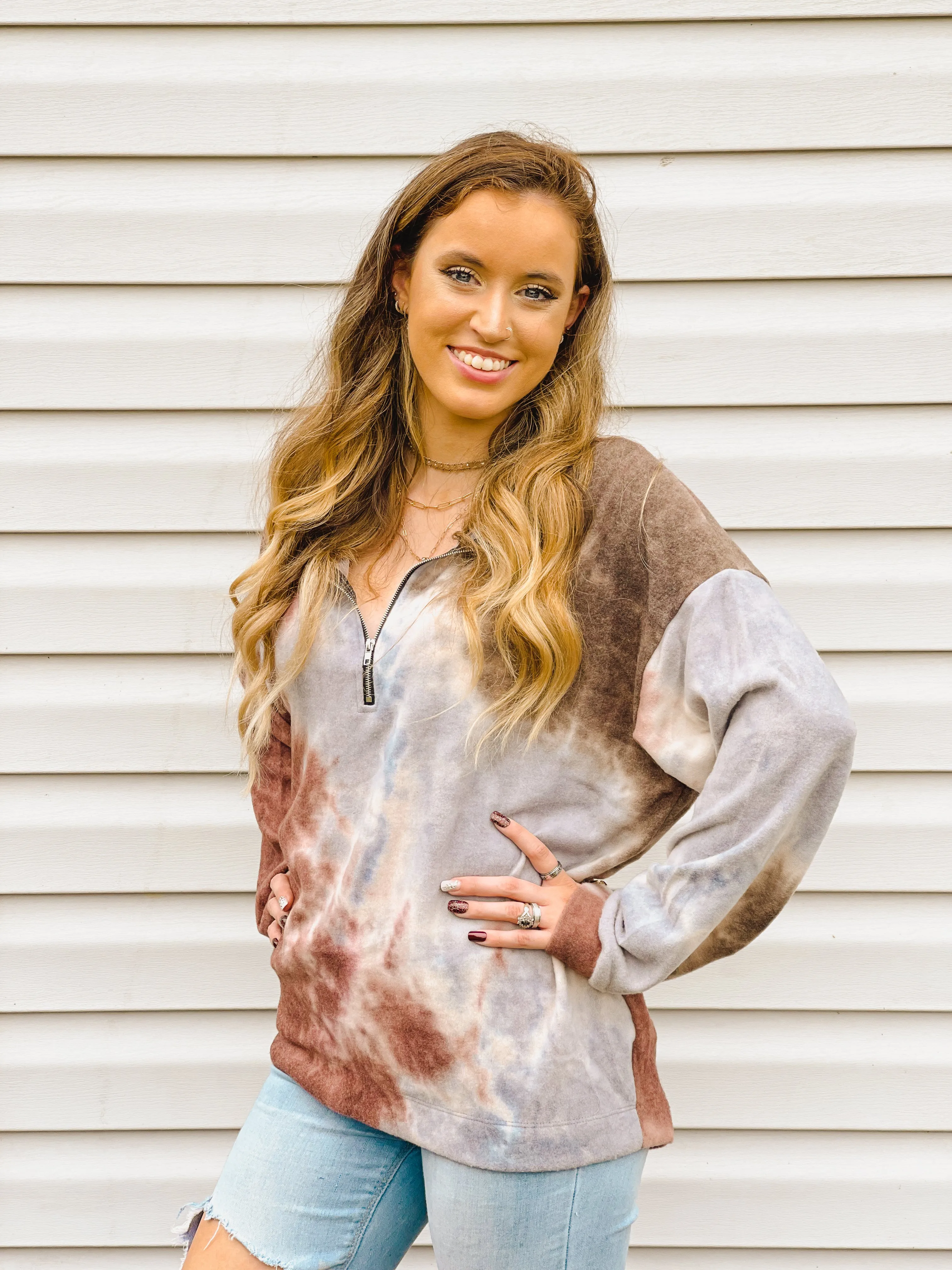 Moment in Time Tie-Dye Quarter Zip Pullover