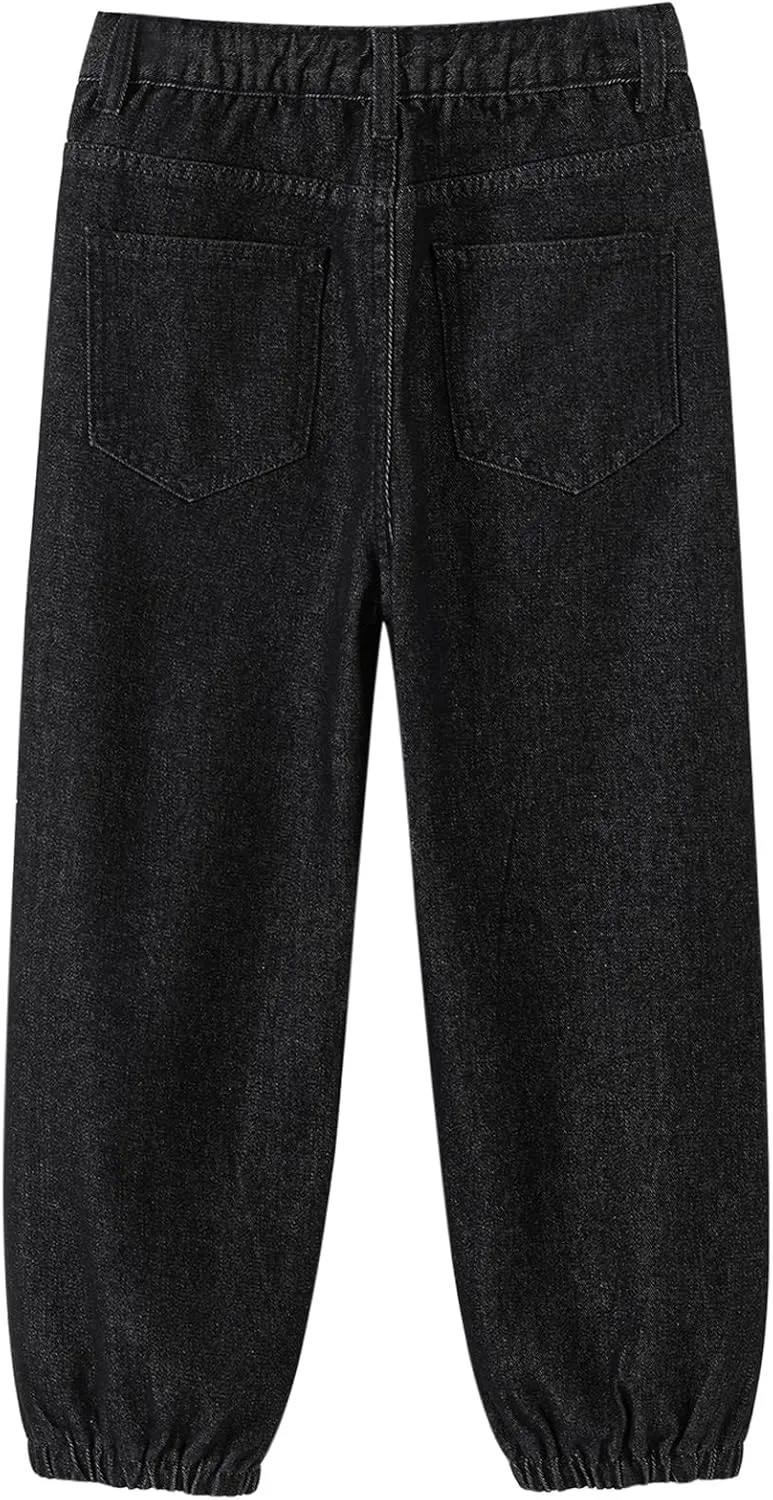 MyFav Boys' Ripped Denim Jeans Taper Fit Kids Fashion Loose Casual Trousers Long Pants