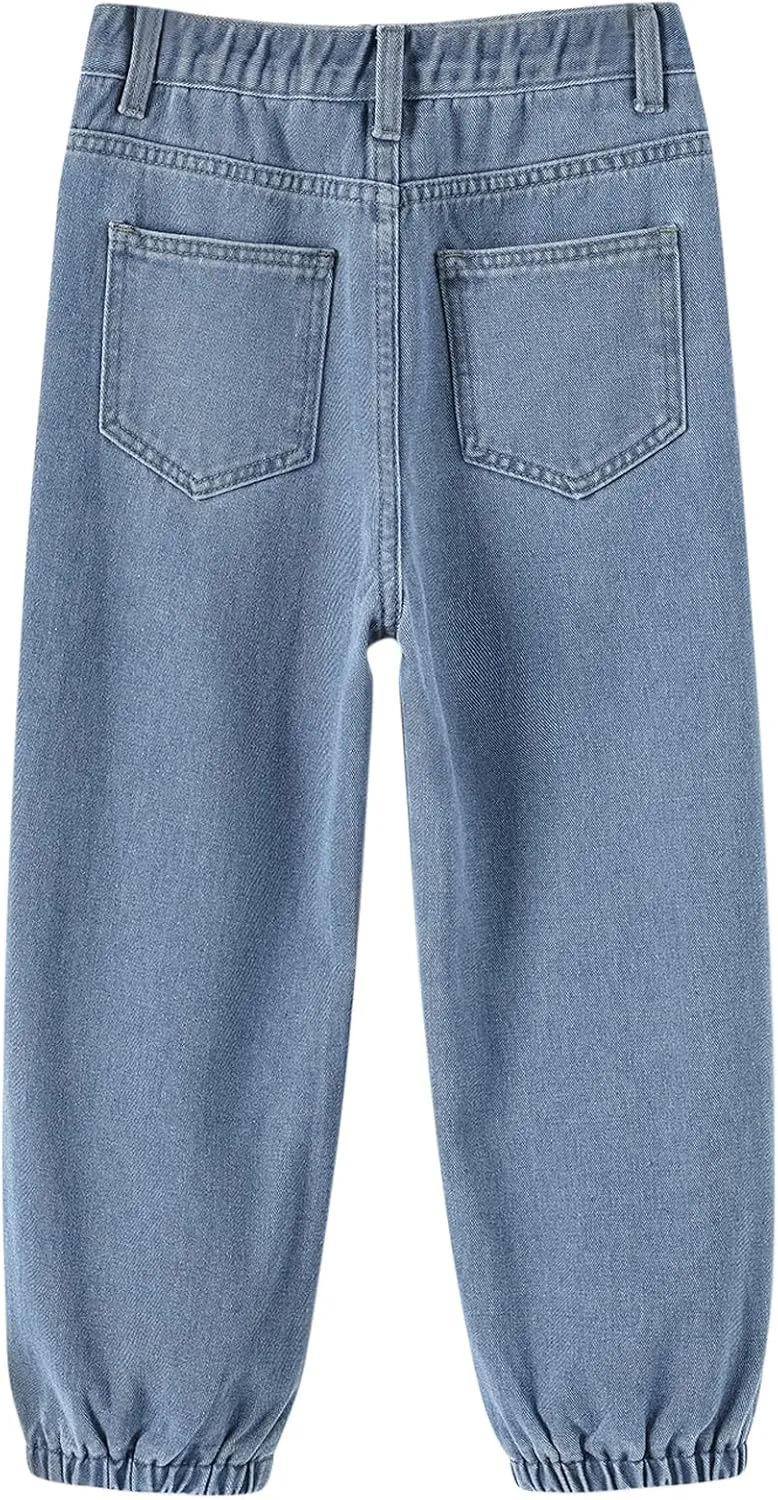 MyFav Boys' Ripped Denim Jeans Taper Fit Kids Fashion Loose Casual Trousers Long Pants
