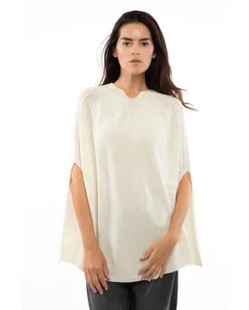 NEW FALL 24 - Women's Pure Cashmere Elegant Cable Knit Poncho Milk White