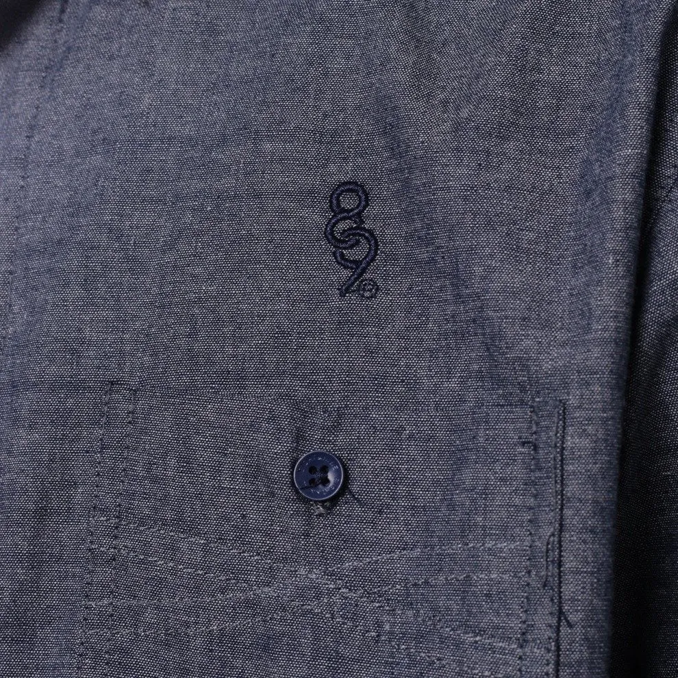Pelican Bay Chambray Button Up Shirt Navy