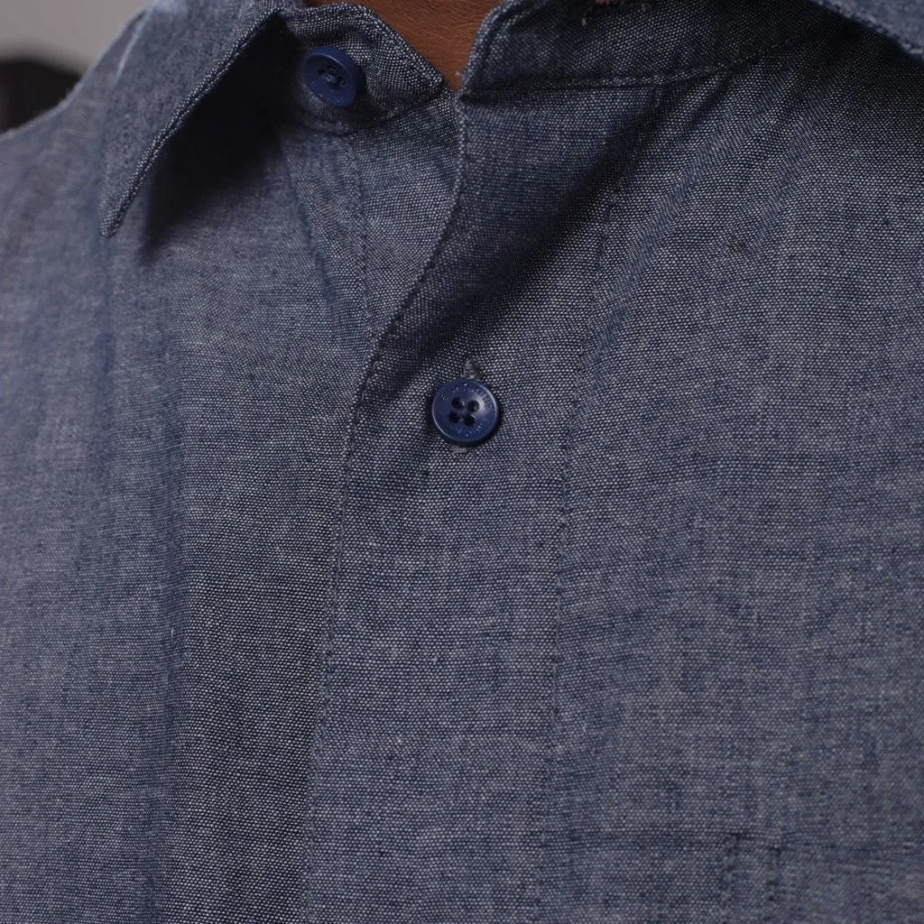 Pelican Bay Chambray Button Up Shirt Navy