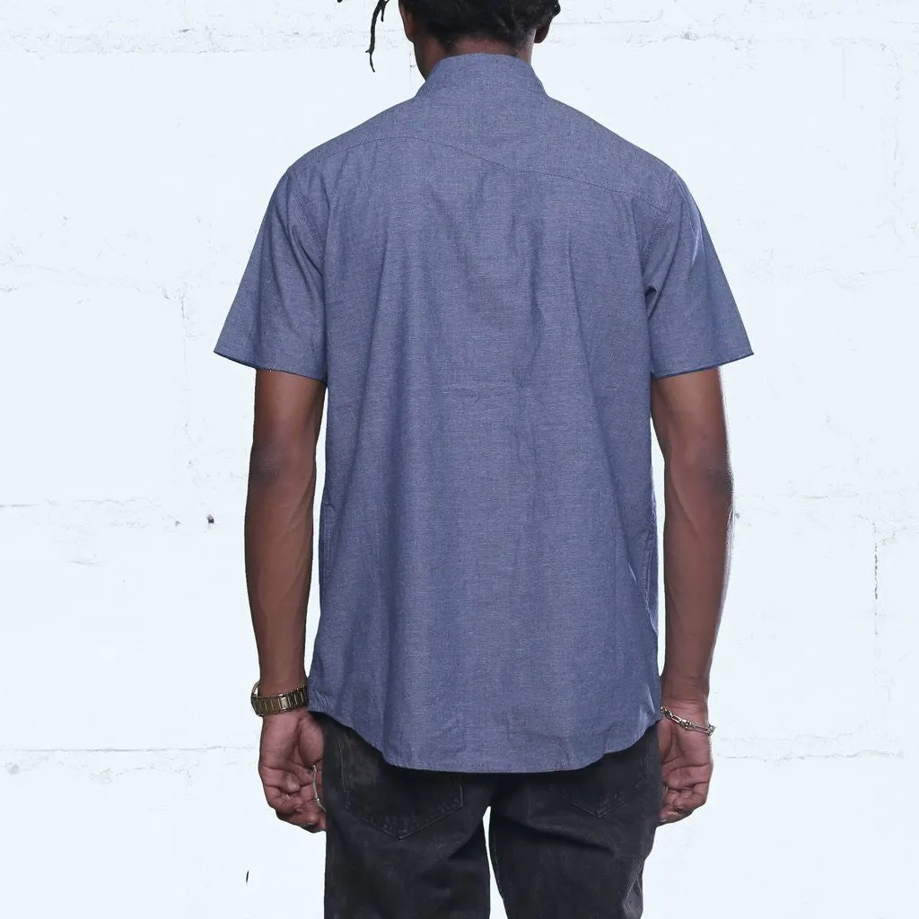 Pelican Bay Chambray Button Up Shirt Navy