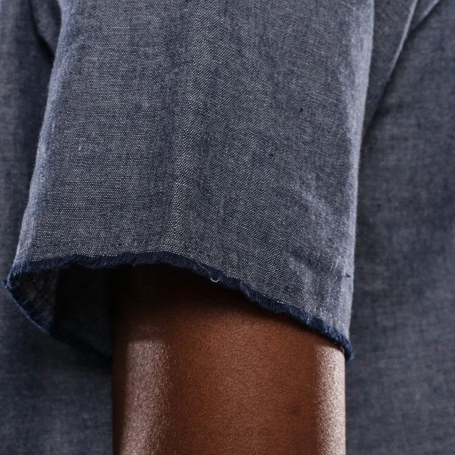 Pelican Bay Chambray Button Up Shirt Navy