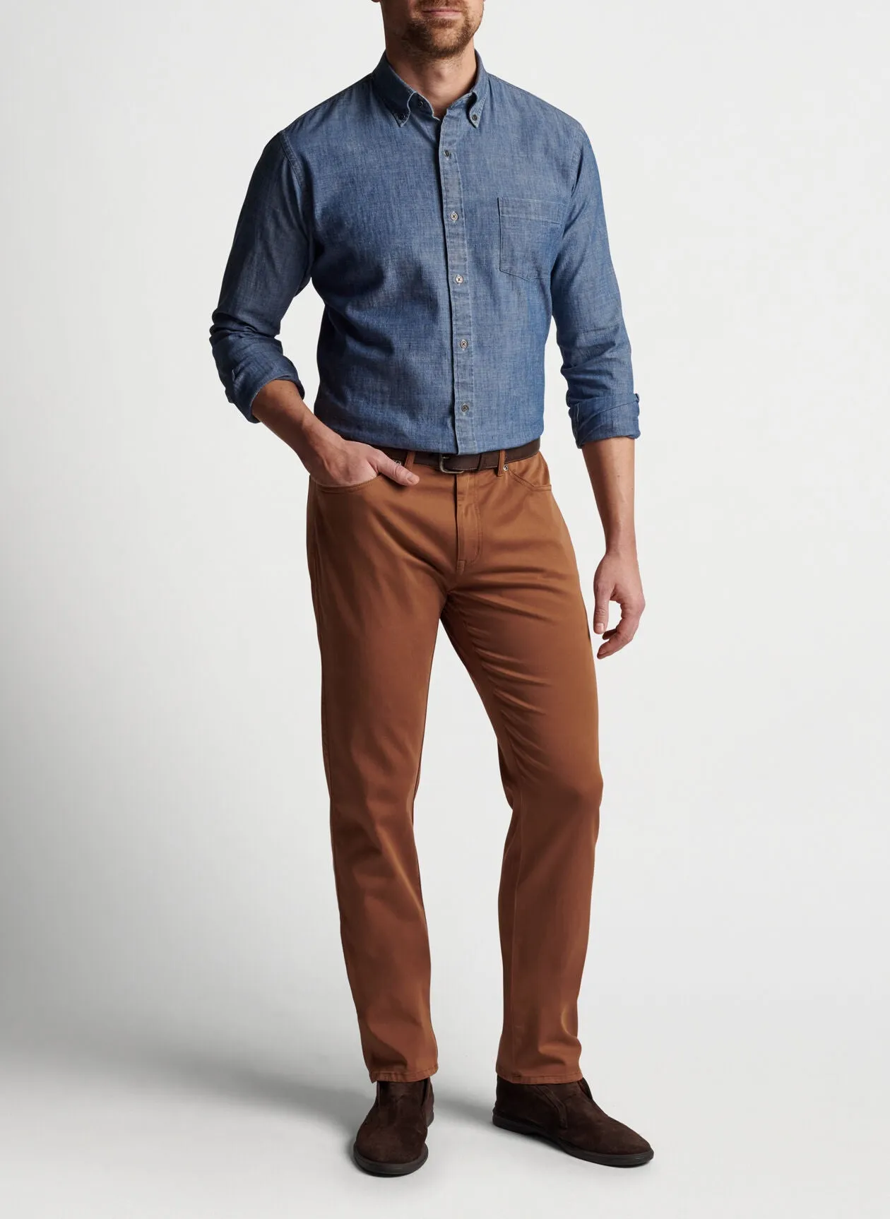 Peter Millar Tamworth Chambray Cotton-Stretch Sport Shirt