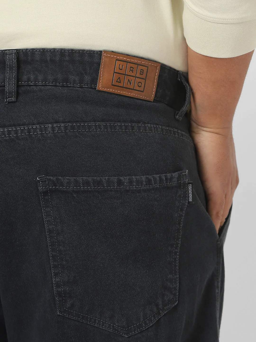 Plus Men's Dark Grey Loose Baggy Fit Cargo Jeans with 6 Pockets Non-Stretchable