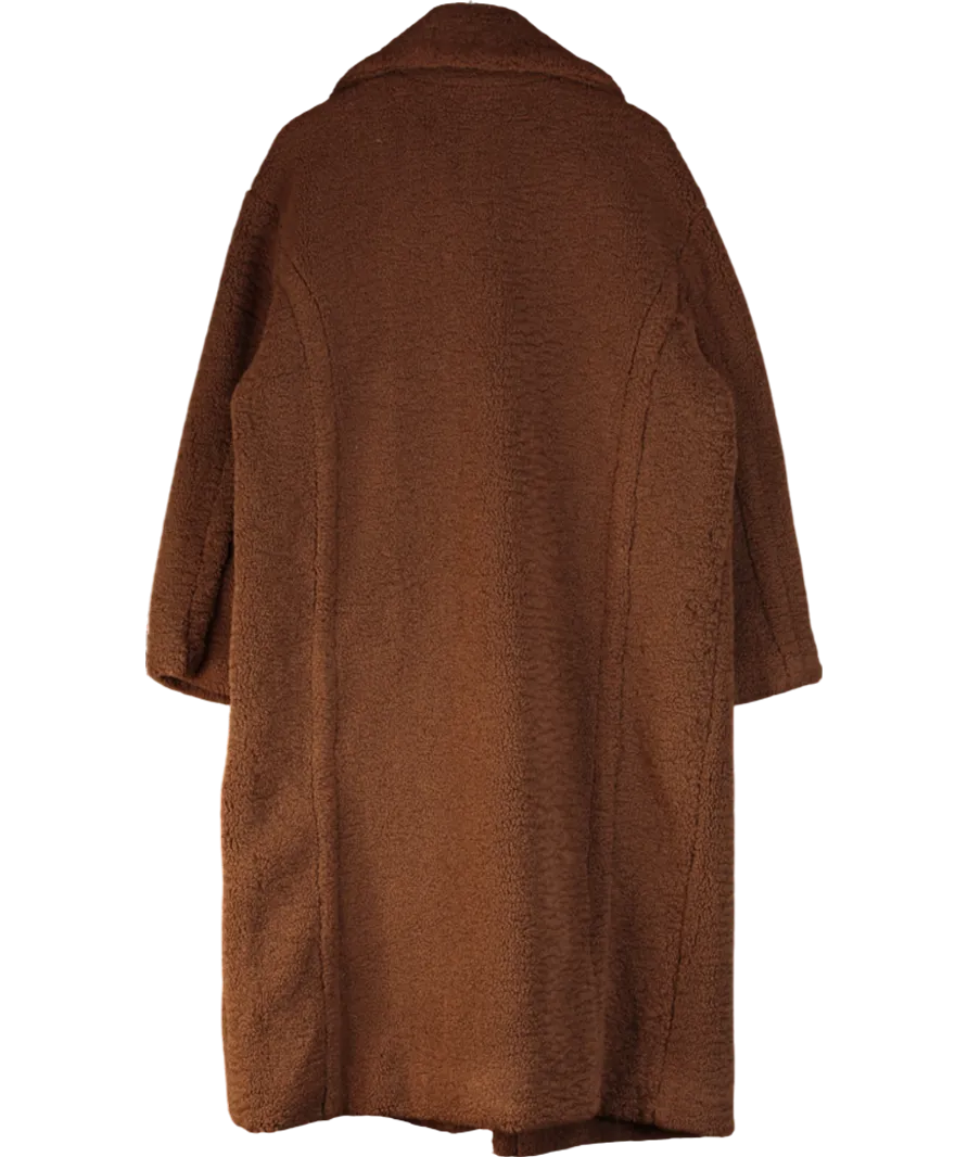PRETTY LAVISH Brown Teddy Oversized Coat UK M