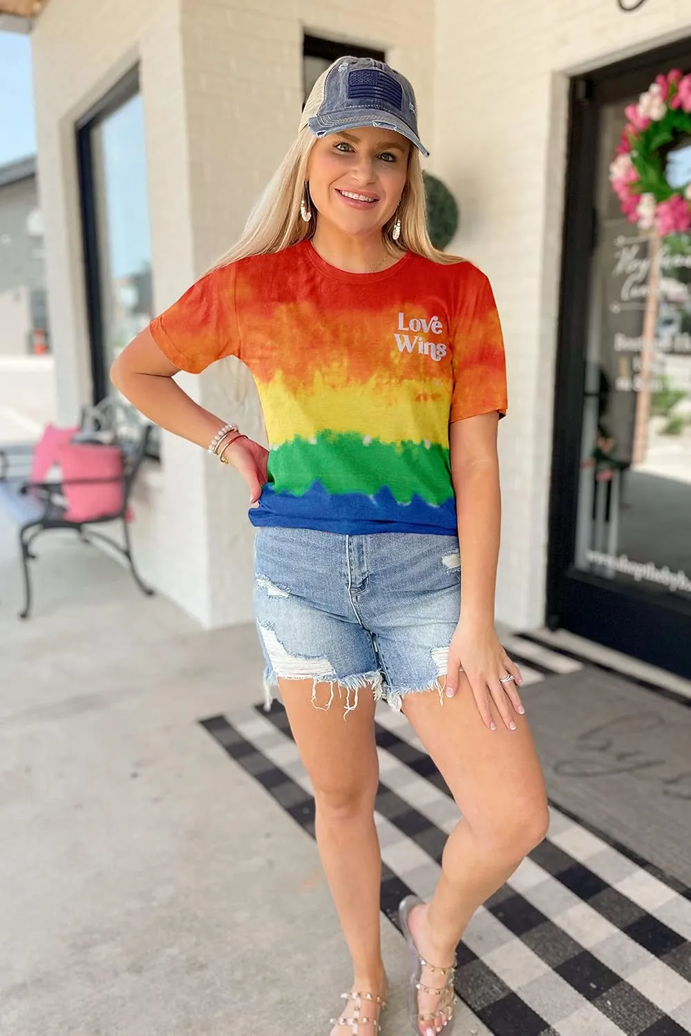 Pride Shirt Women Rainbow LGBT Tshirt Tie Dye Gay Pround Month Short Sleeve Tee Top