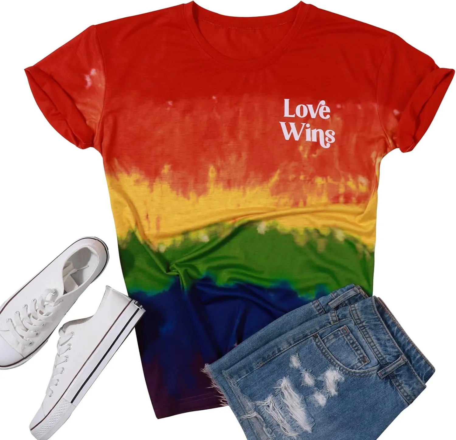 Pride Shirt Women Rainbow LGBT Tshirt Tie Dye Gay Pround Month Short Sleeve Tee Top