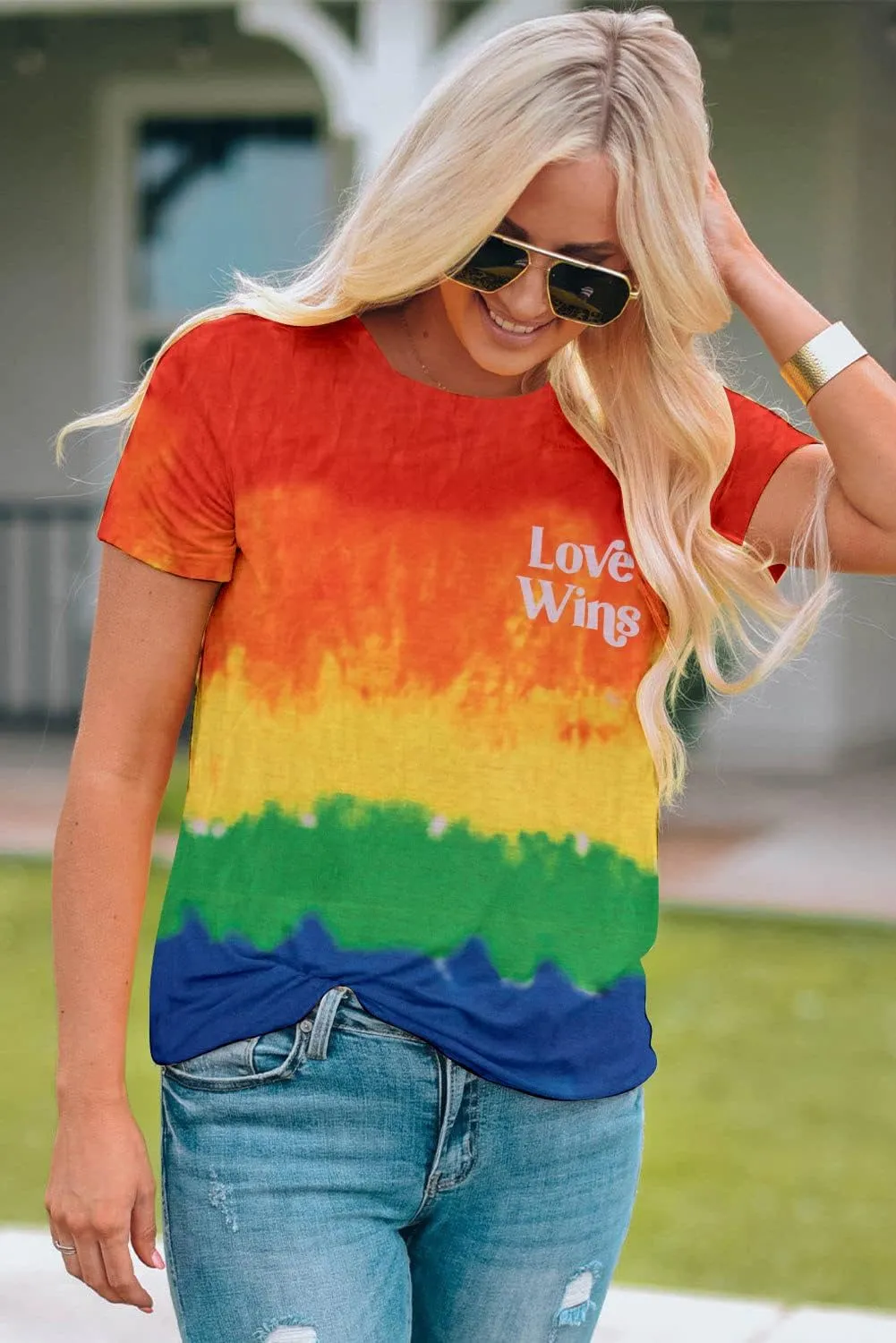 Pride Shirt Women Rainbow LGBT Tshirt Tie Dye Gay Pround Month Short Sleeve Tee Top