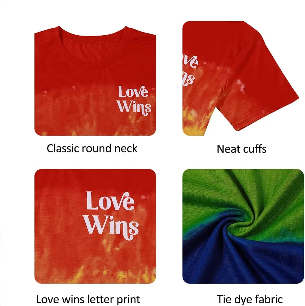 Pride Shirt Women Rainbow LGBT Tshirt Tie Dye Gay Pround Month Short Sleeve Tee Top