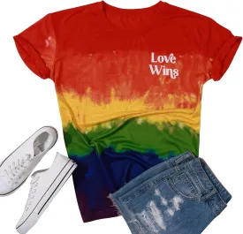 Pride Shirt Women Rainbow LGBT Tshirt Tie Dye Gay Pround Month Short Sleeve Tee Top