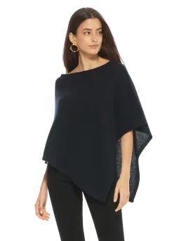 Pure Cashmere Capelet Poncho Night Blue