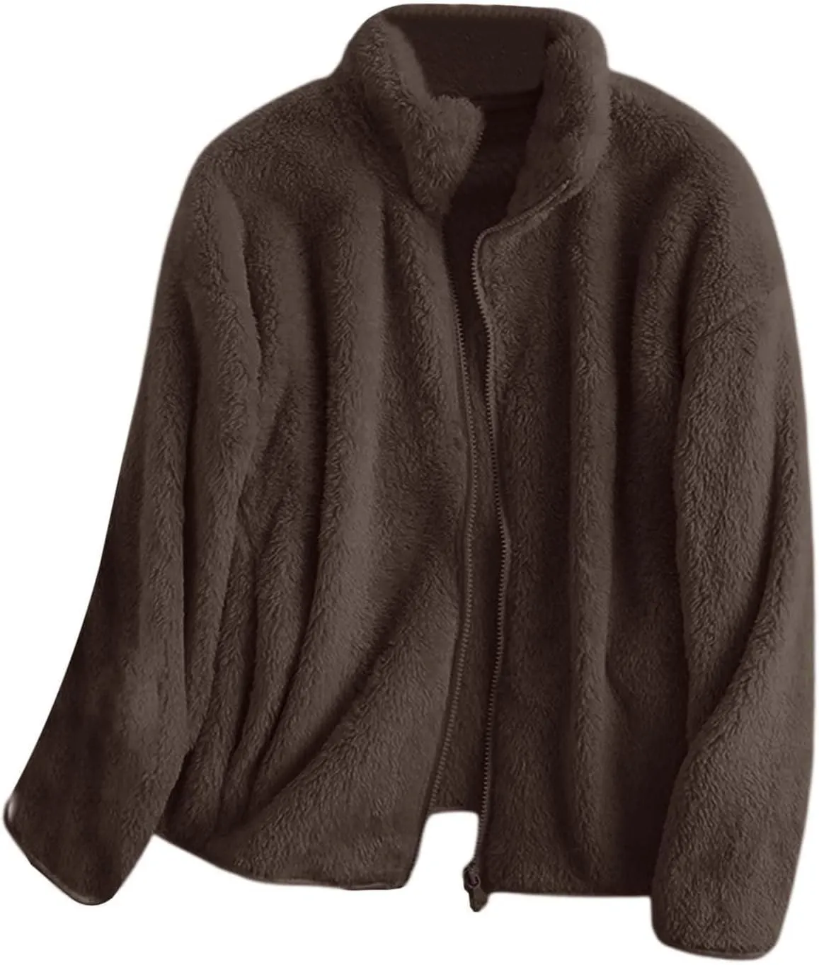 Sherpa Jacket Women Lightweight Fleece Zip Up Jackets Long Sleeve Cozy Soft Fluffy Fuzzy Sweater Coats with Pockets