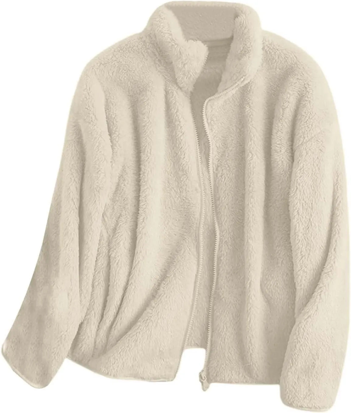 Sherpa Jacket Women Lightweight Fleece Zip Up Jackets Long Sleeve Cozy Soft Fluffy Fuzzy Sweater Coats with Pockets