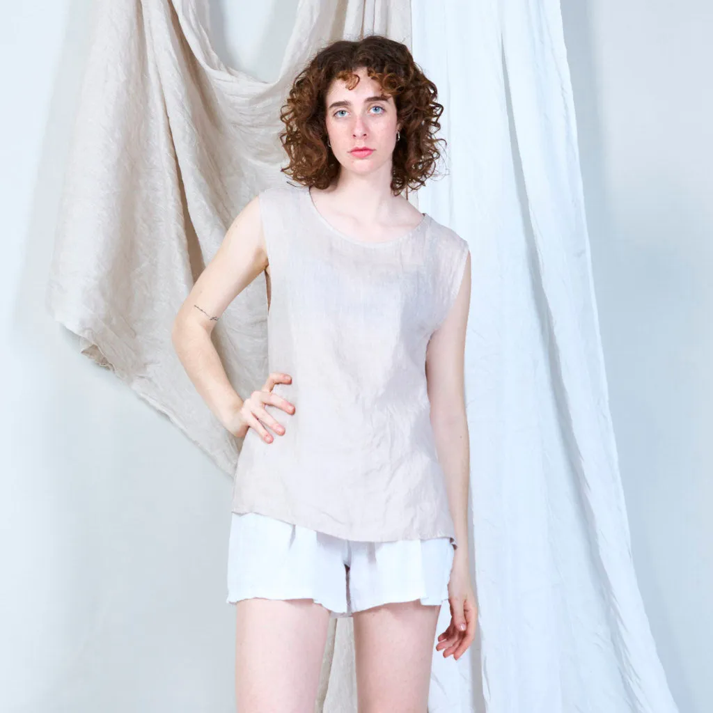 Sided buttoned linen tank wholesale