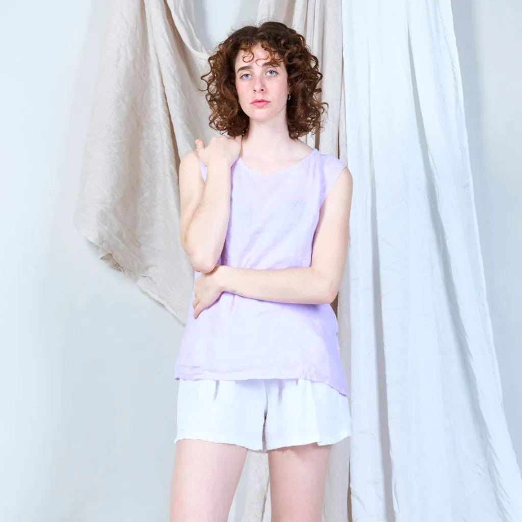 Sided buttoned linen tank wholesale
