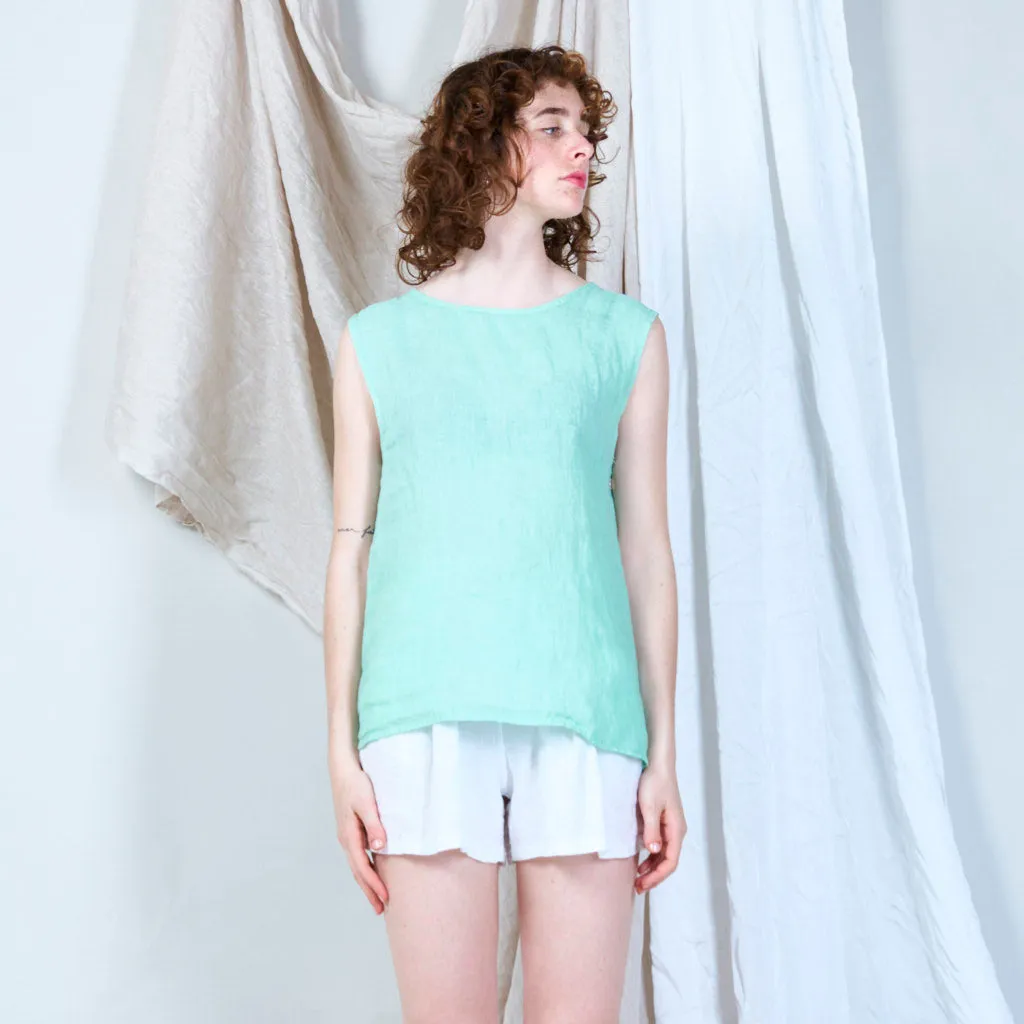 Sided buttoned linen tank wholesale