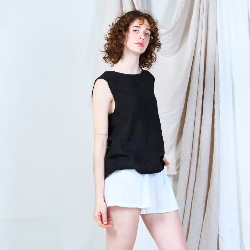 Sided buttoned linen tank wholesale