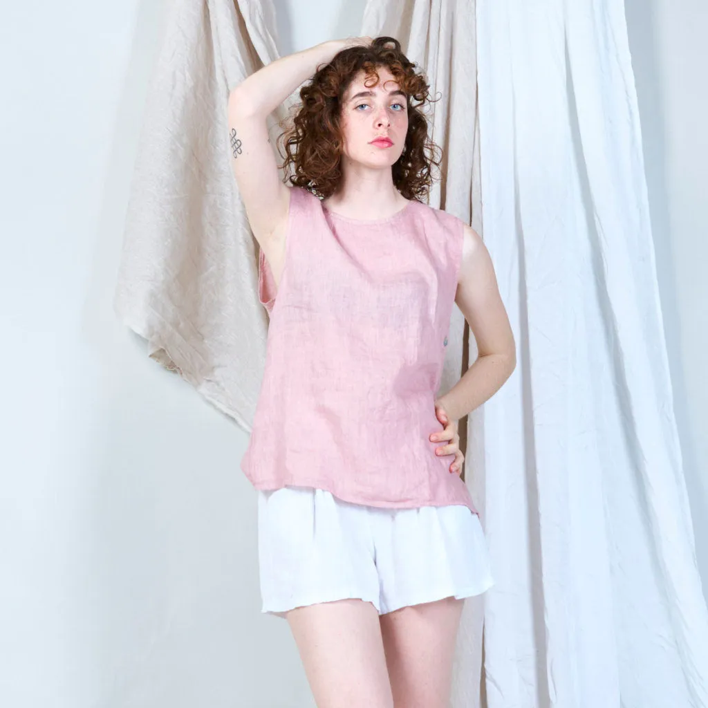 Sided buttoned linen tank wholesale