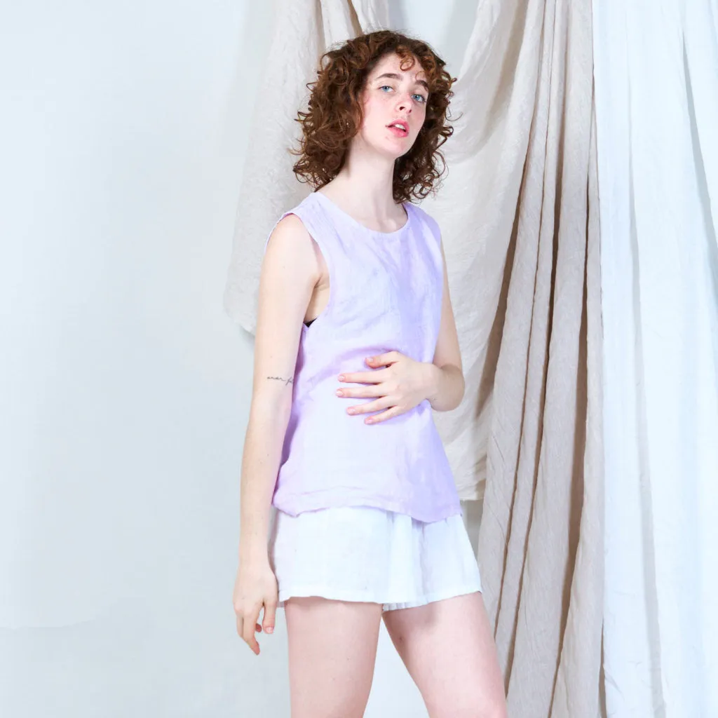Sided buttoned linen tank wholesale
