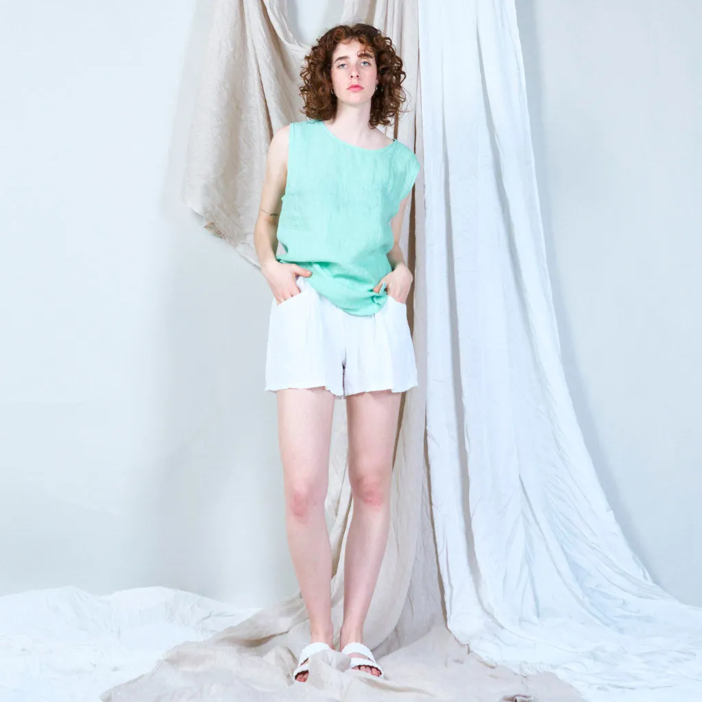 Sided buttoned linen tank wholesale