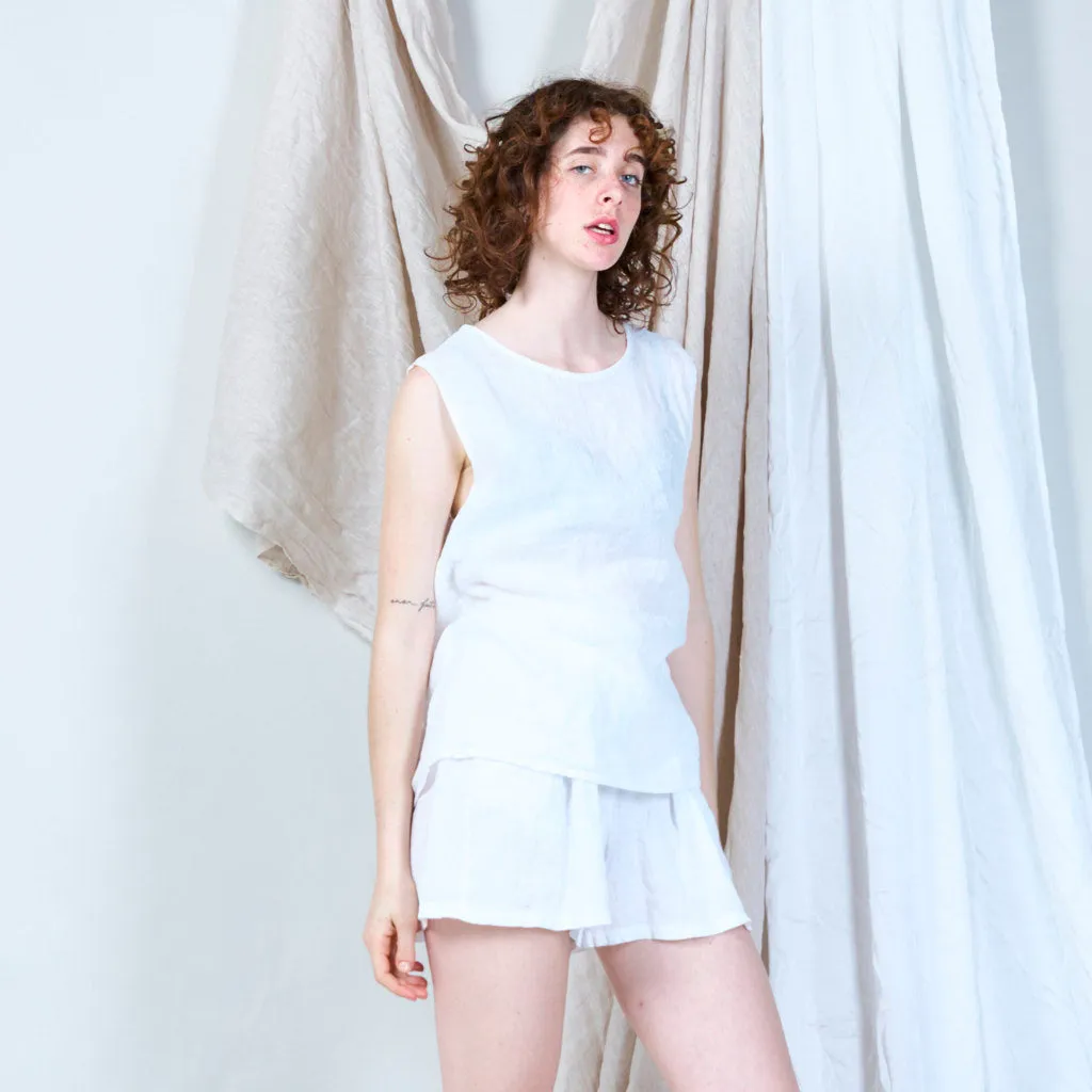 Sided buttoned linen tank wholesale