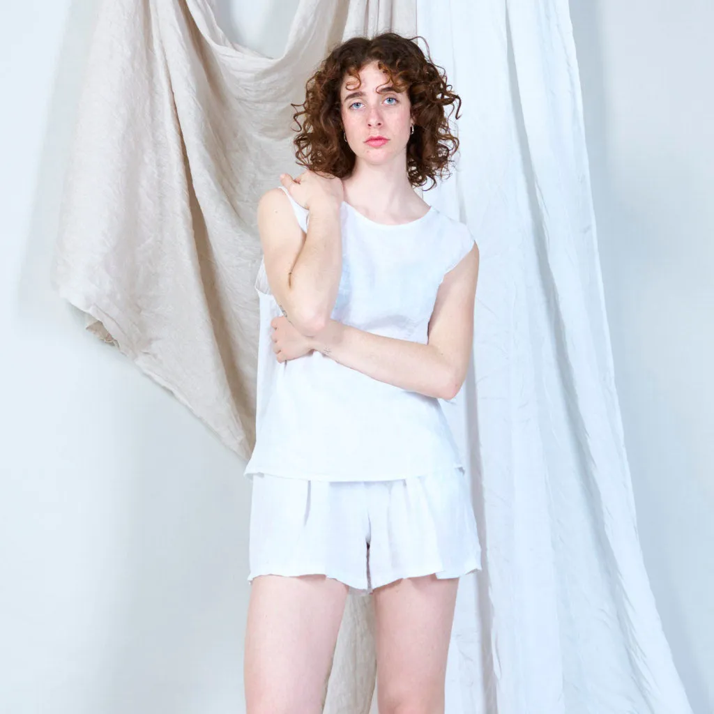 Sided buttoned linen tank wholesale